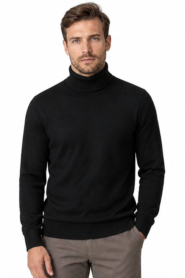 Men's Turtleneck Sweater Fleece Lining Warm Knit | Glitz & Fashion