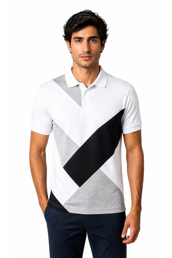 Men's Polo Shirt Colorblock Design Short Sleeves | Glitz & Fashion