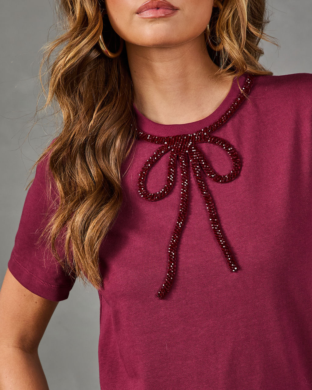 Chantel Bow Accent Short Sleeve Top