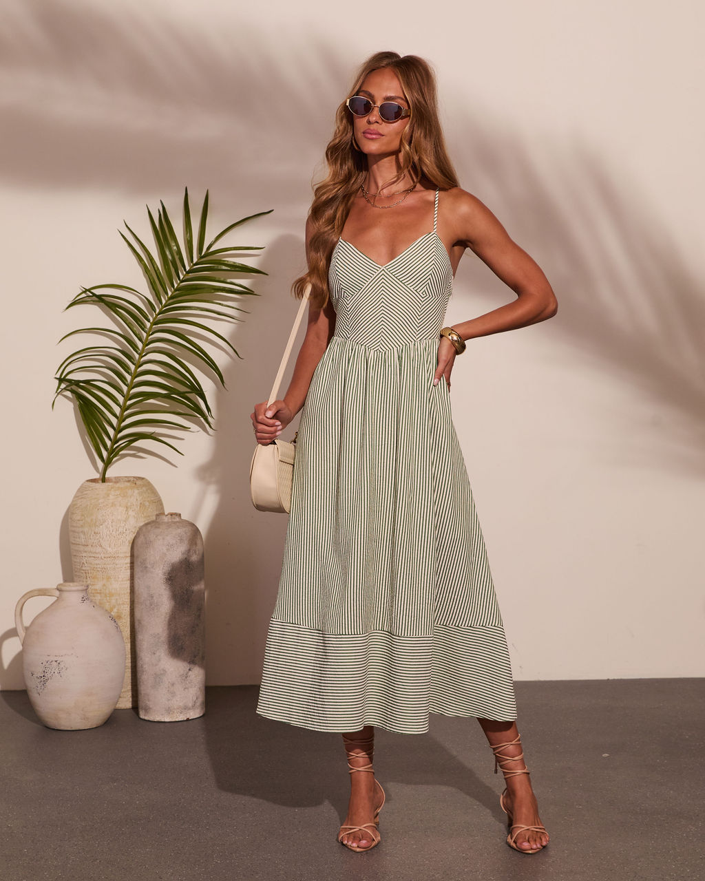 Sea Whisper Striped Midi Dress