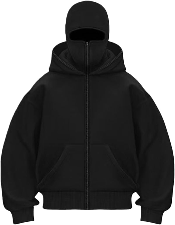 Men's Balaclava Double Hood Zip Hoodie | Glitz & Fashion