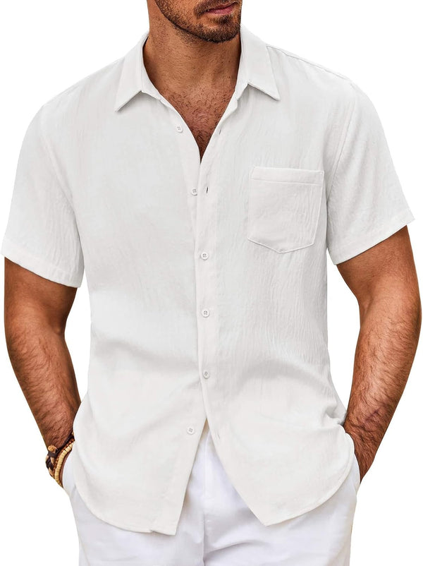 Men's Textured Button-Up Short Sleeve Shirt | Glitz & Fashion