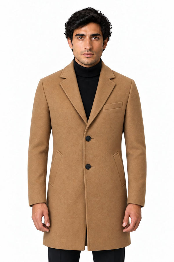 Men's Mid-Length Wool Blend Coat | Glitz & Fashion