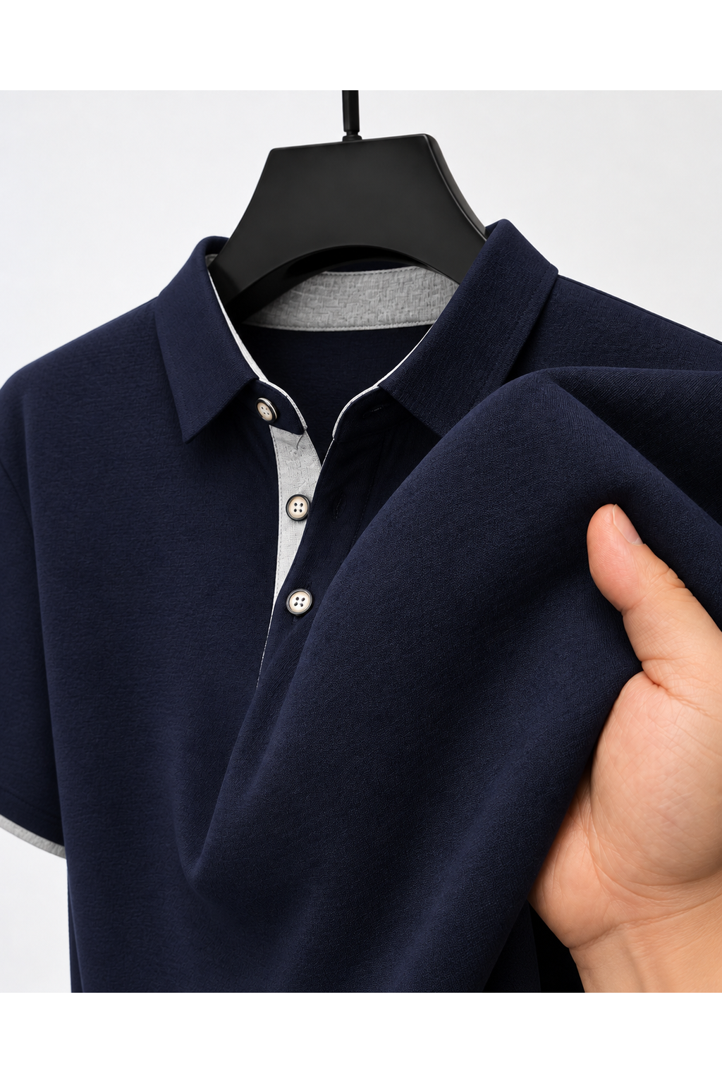 Men's Polo Shirt Contrast Trim Button Collar | Glitz & Fashion