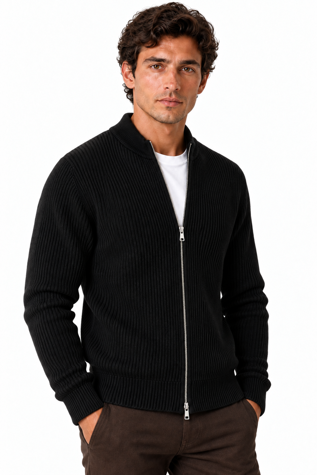 Men's Ribbed Knit Full Zip Cardigan | Glitz & Fashion