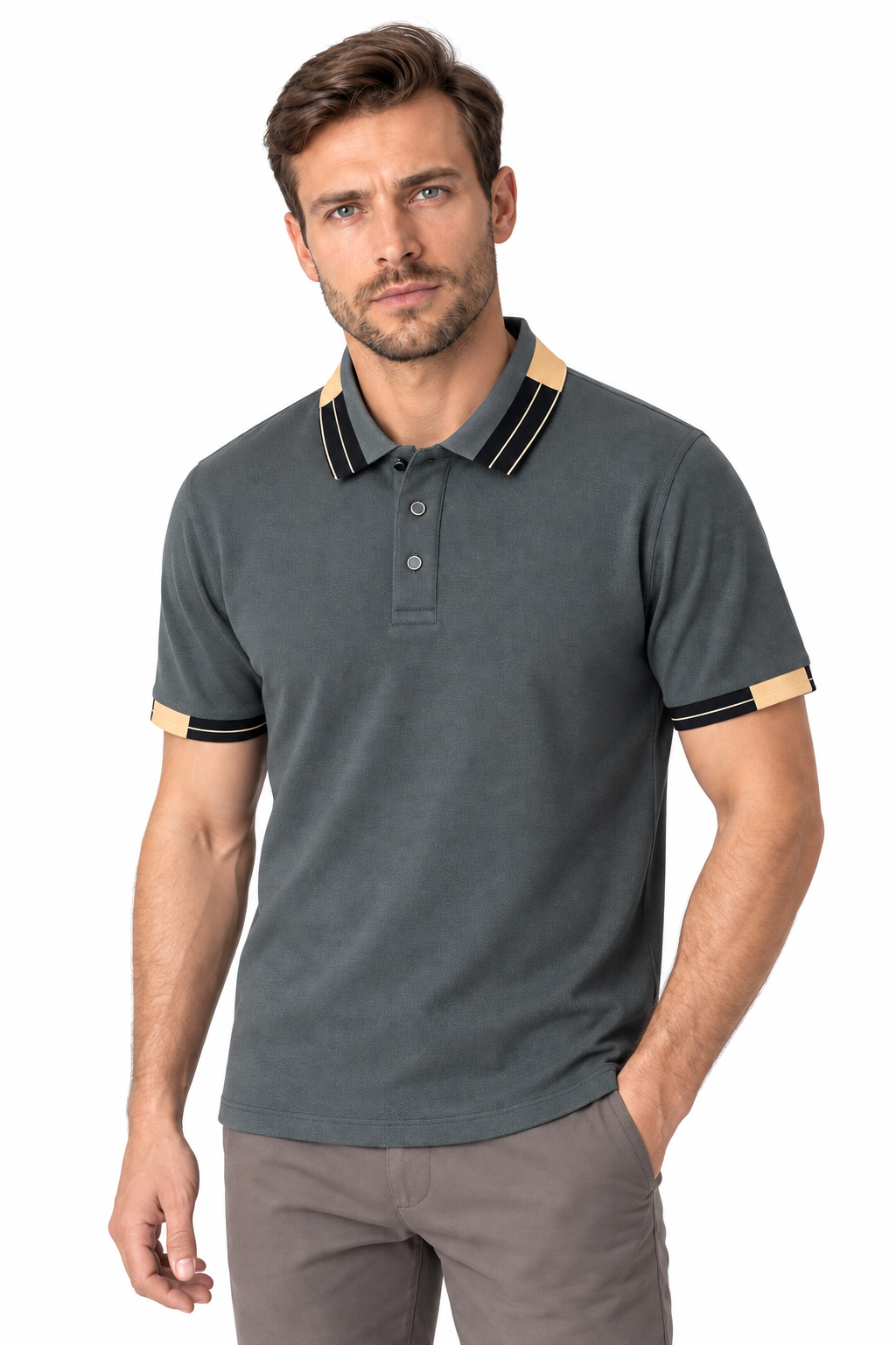 Men's Polo Shirt Contrast Collar Quick-Dry Fabric | Glitz & Fashion