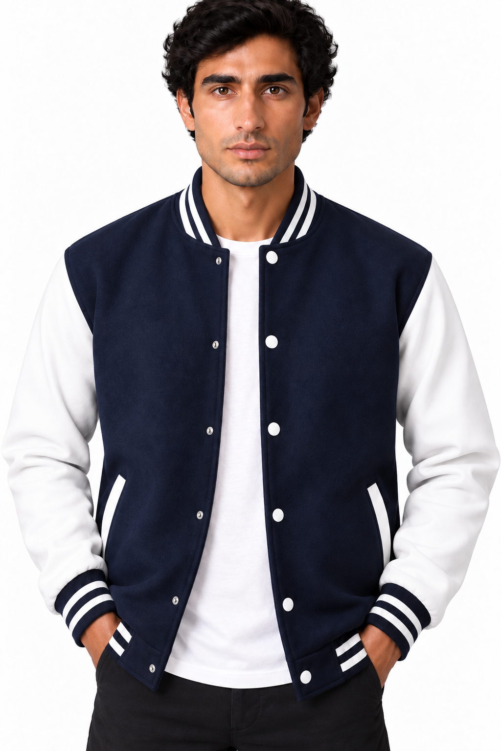 Men's Two-Tone Varsity Bomber Jacket | Glitz & Fashion