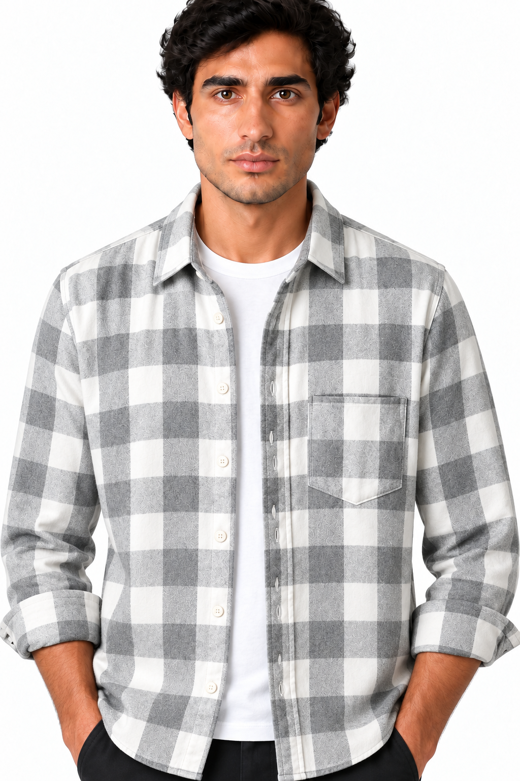 Men's Plaid Flannel Button-Up Shirt | Glitz & Fashion