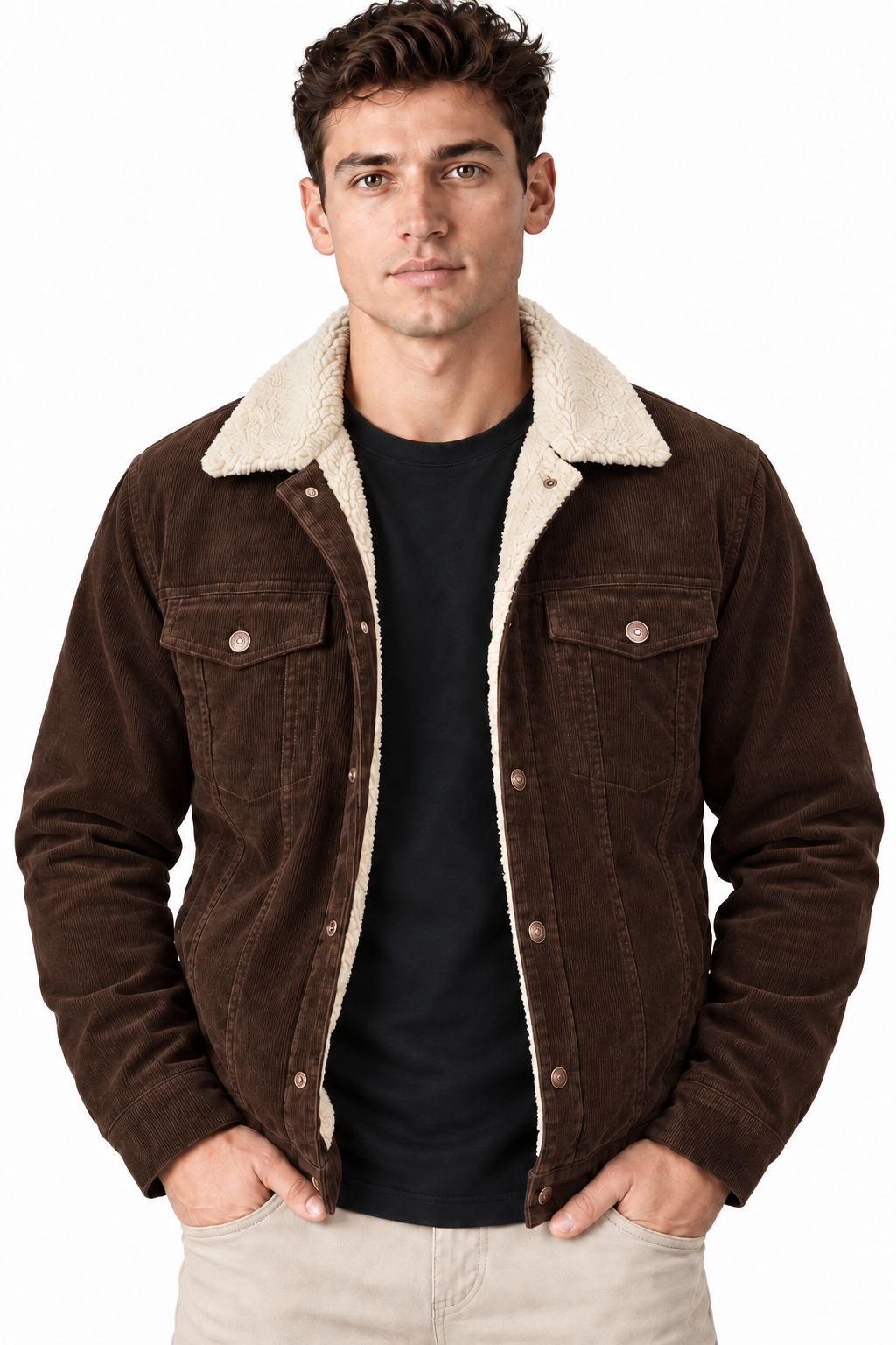 Men's Sherpa-Lined Corduroy Jacket | Glitz & Fashion