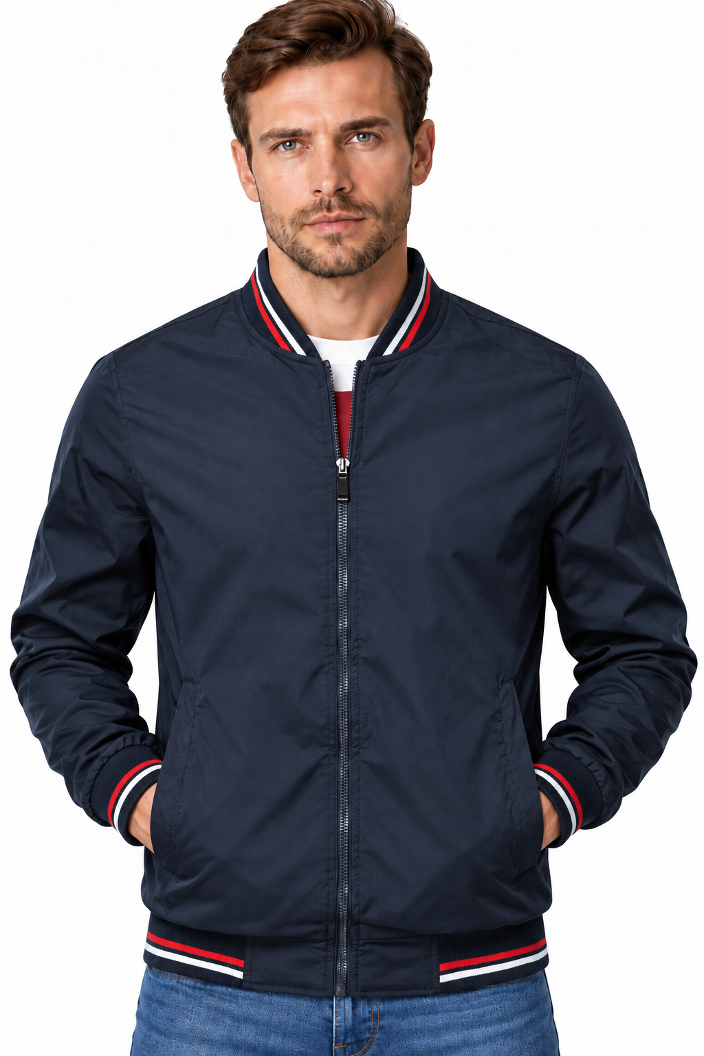 Men's Stand Collar Casual Zip Jacket | Glitz & Fashion