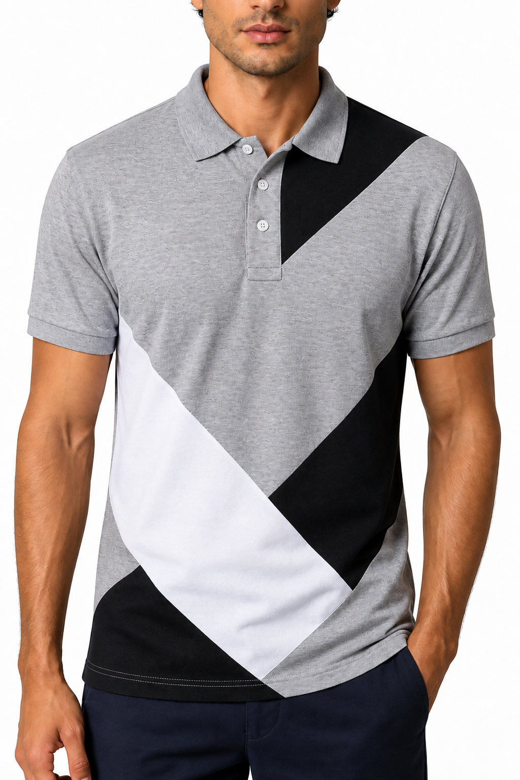 Men's Polo Shirt Colorblock Design Short Sleeves | Glitz & Fashion
