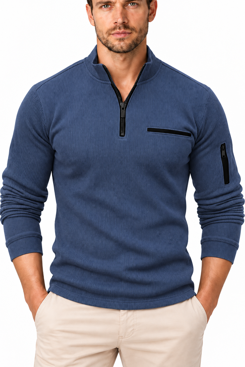 Men's Ribbed Quarter-Zip Pullover | Glitz & Fashion