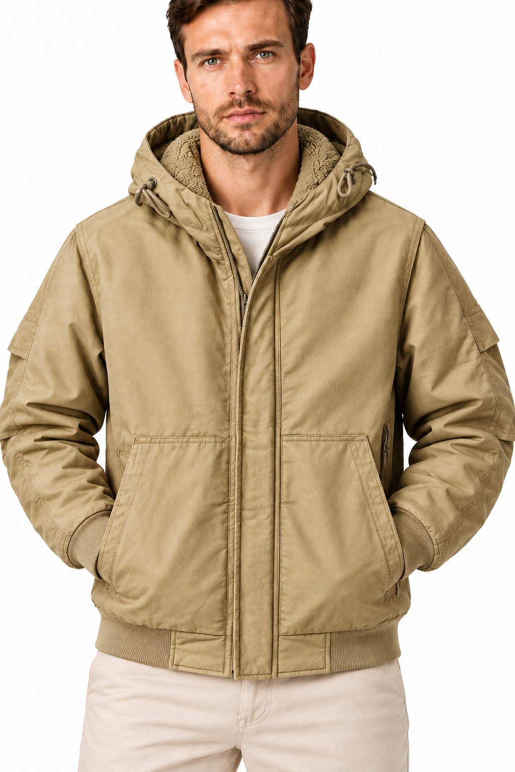 Men's Fleece-Lined Hooded Bomber Jacket | Glitz & Fashion
