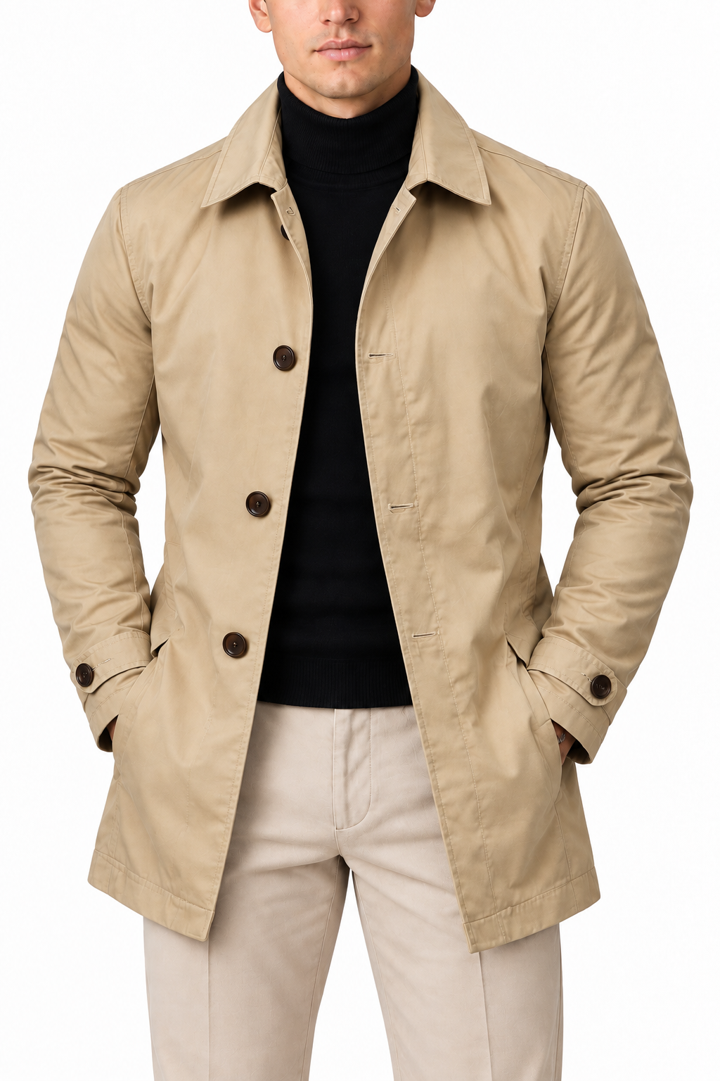Men's Slim Fit Mid-Length Mac Coat | Glitz & Fashion