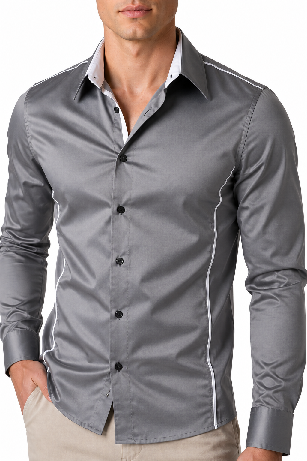 Men's Shirt Slim Fit Contrast Collar | Glitz & Fashion