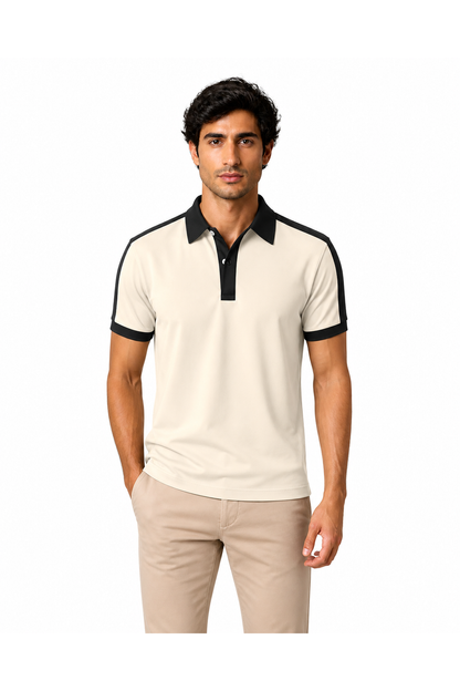 Men's Business Polo Contrast Trim Refined Fit | Glitz & Fashion