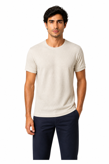 Men's T-Shirt Textured Fabric Crew Neck | Glitz & Fashion