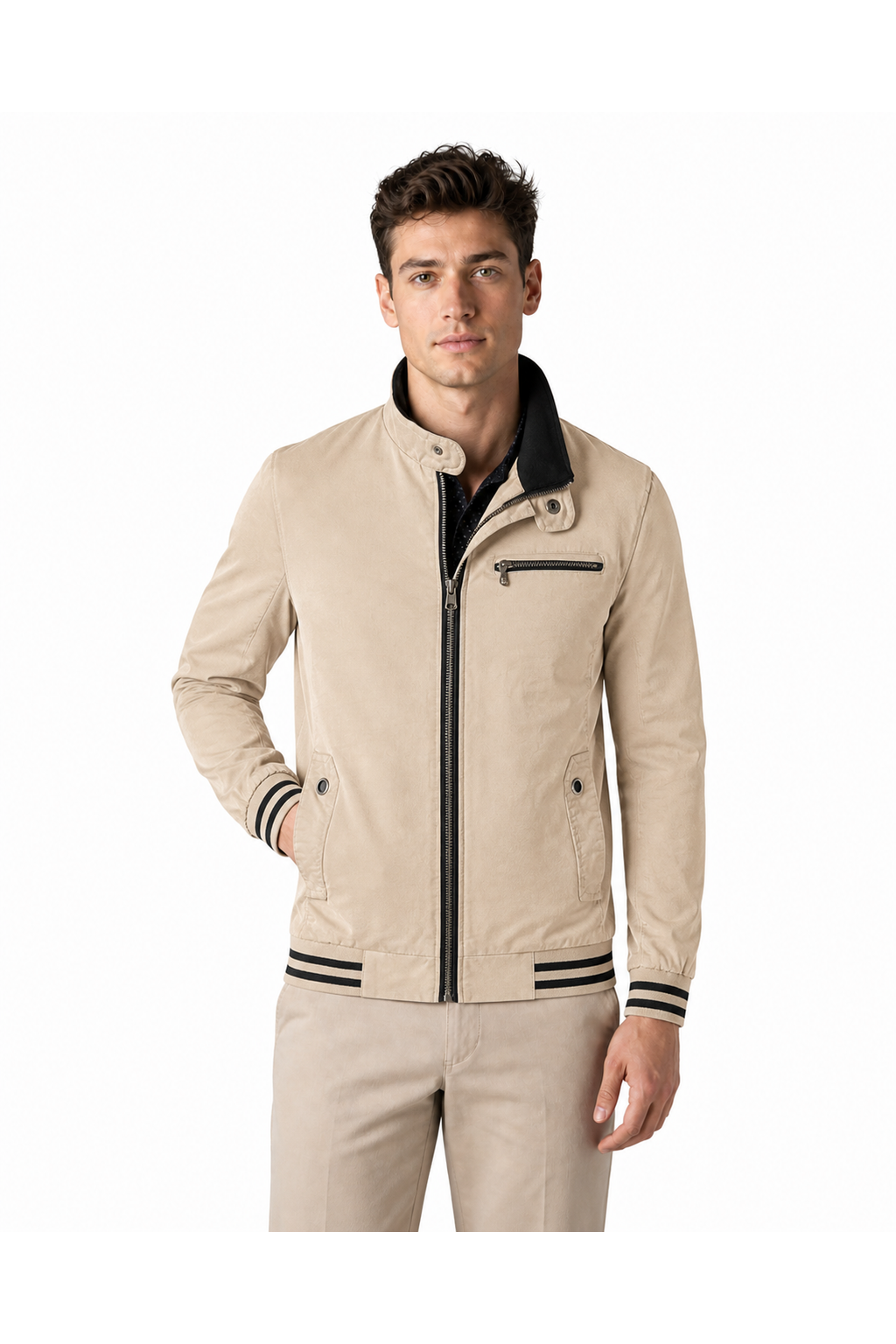 Men's Jacket Contrast Trim Classic Fit | Glitz & Fashion