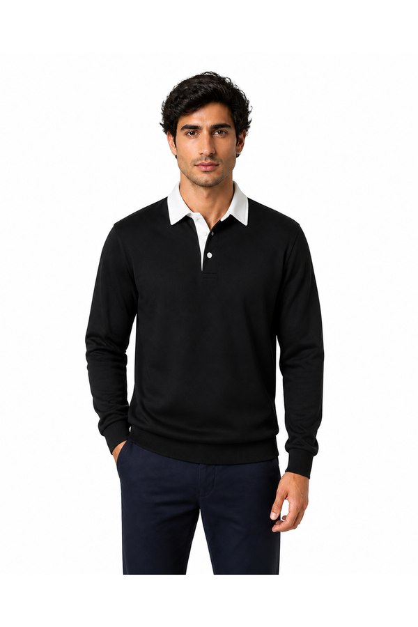 Men's Polo Shirt Long Sleeves Versatile Fit | Glitz & Fashion