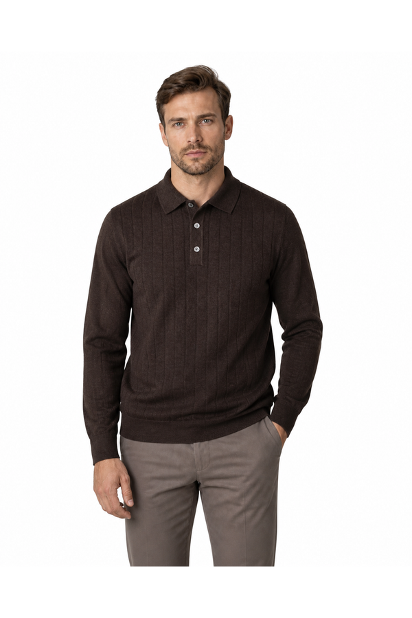 Men's Polo Sweater Chenille Texture Retro Style | Glitz & Fashion