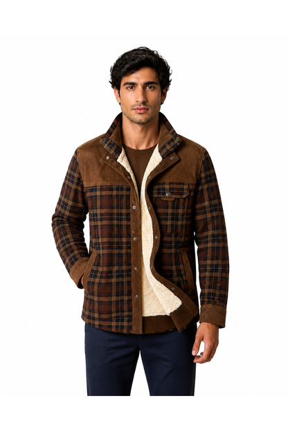 Men's Plaid Jacket Sherpa Lining Warm Finish | Glitz & Fashion