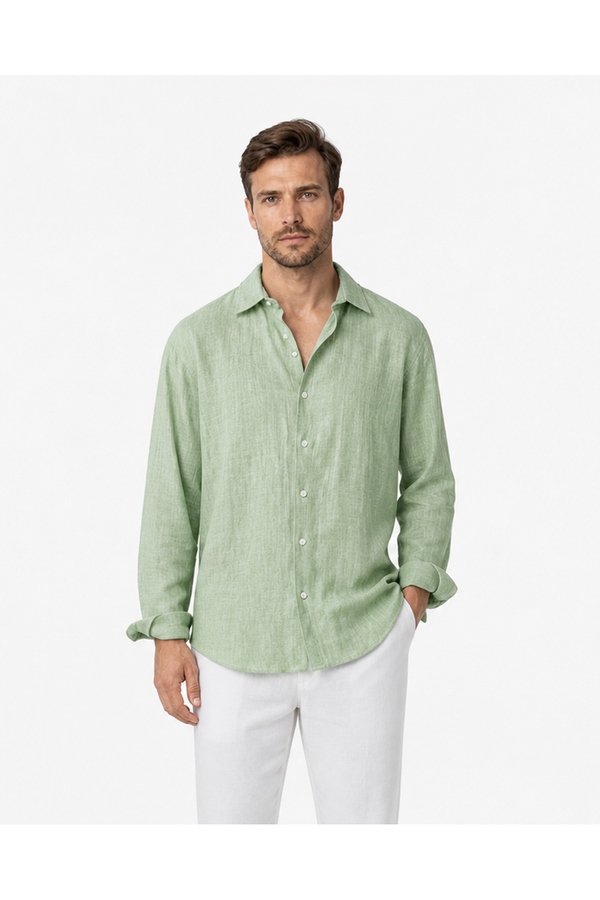 Men's Button-Up Shirt Relaxed Fit Linen Fabric | Glitz & Fashion