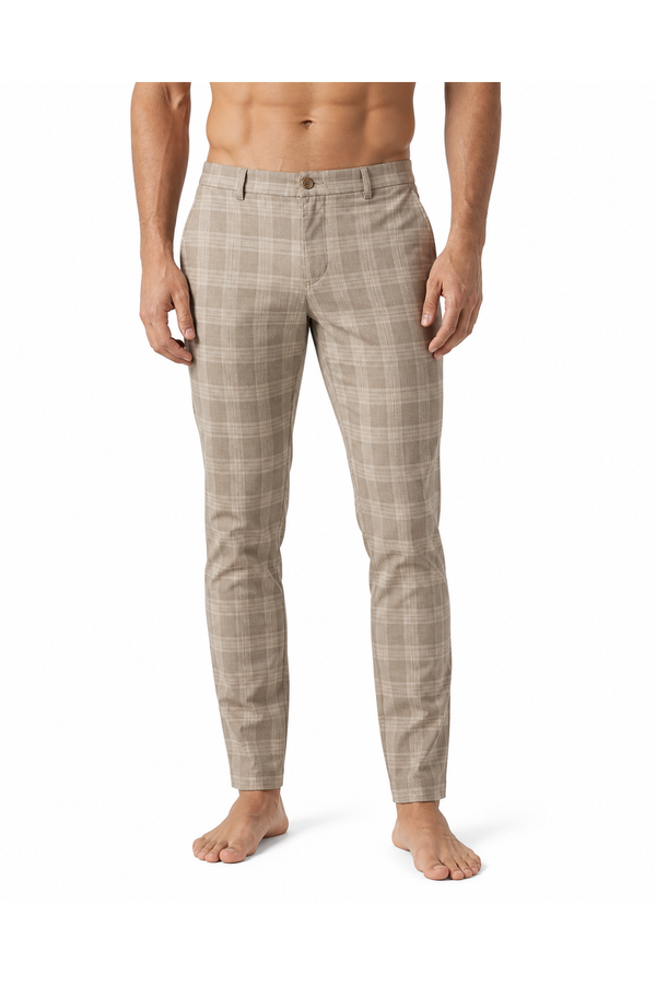 Men's Trousers Slim Fit Plaid Pattern | Glitz & Fashion