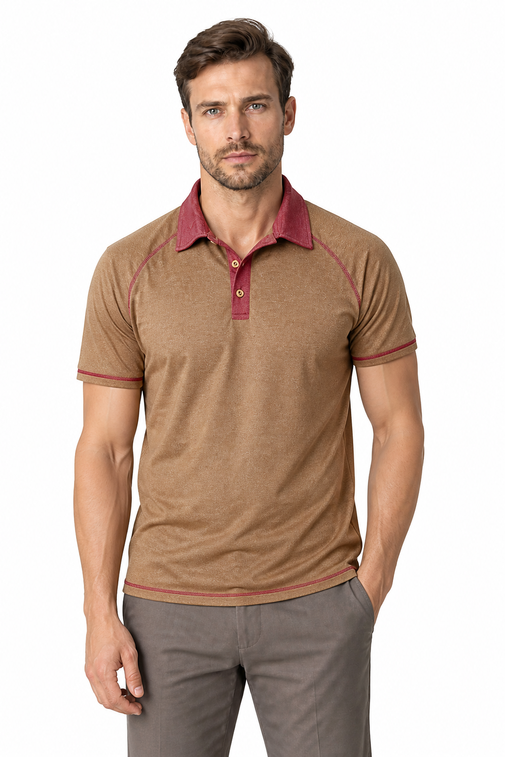 Men's Polo Shirt Contrast Stitching Short Sleeves | Glitz & Fashion