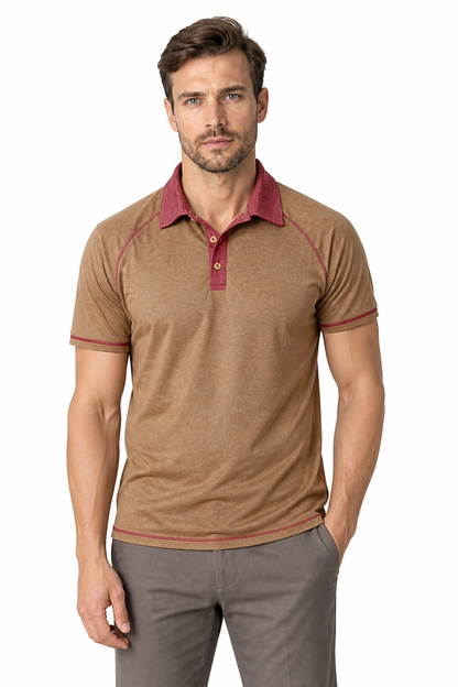 Men's Polo Shirt Contrast Stitching Short Sleeves | Glitz & Fashion