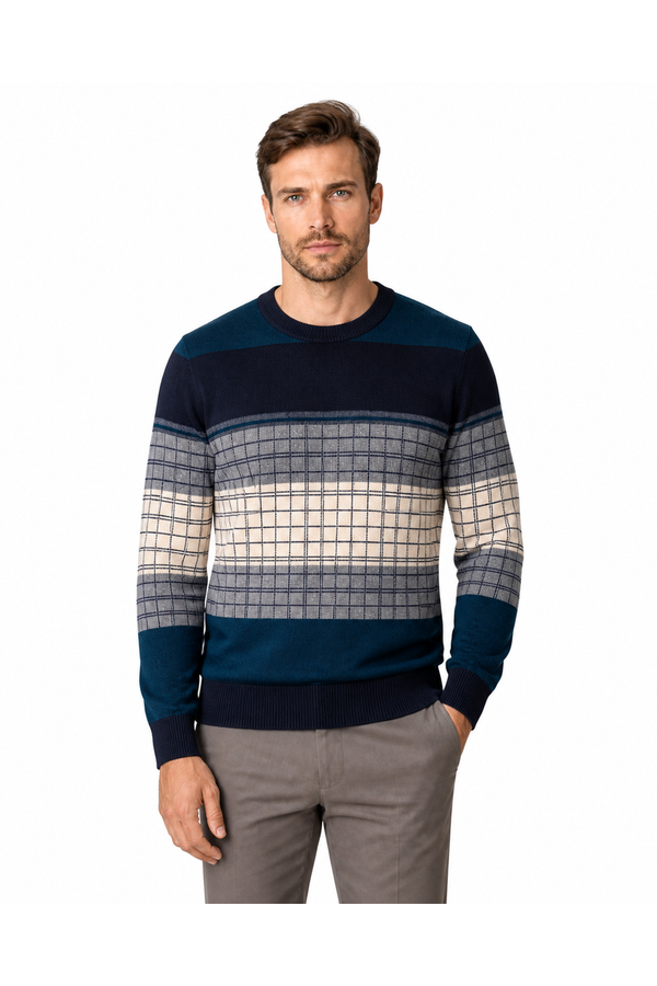 Men's Sweater Geometric Pattern Crew Neck | Glitz & Fashion