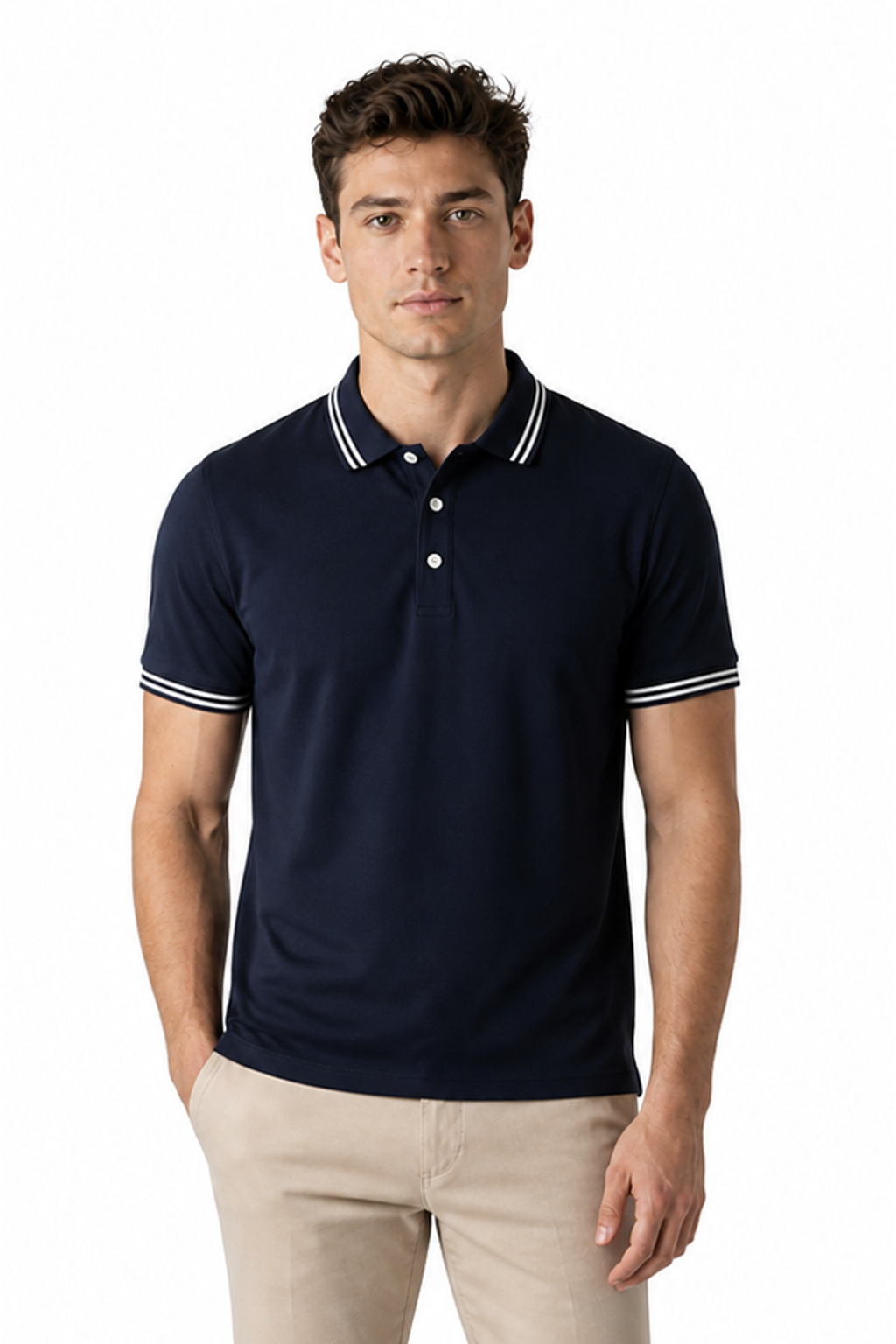 Men's Polo Shirt Contrast Trim Short Sleeves | Glitz & Fashion