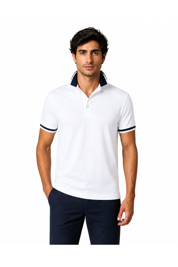 Men's Polo Shirt Contrast Trim Refined Fit | Glitz & Fashion