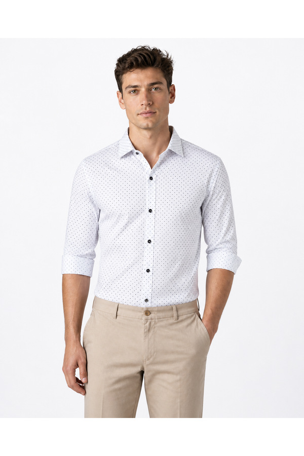 Men's Dress Shirt Polka-Dot Pattern Tailored Fit | Glitz & Fashion