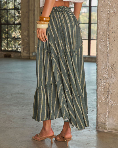 Elevated Ease Striped Midi Skirt