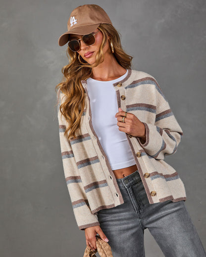 Cozy Vibes Striped Knit Cardigan