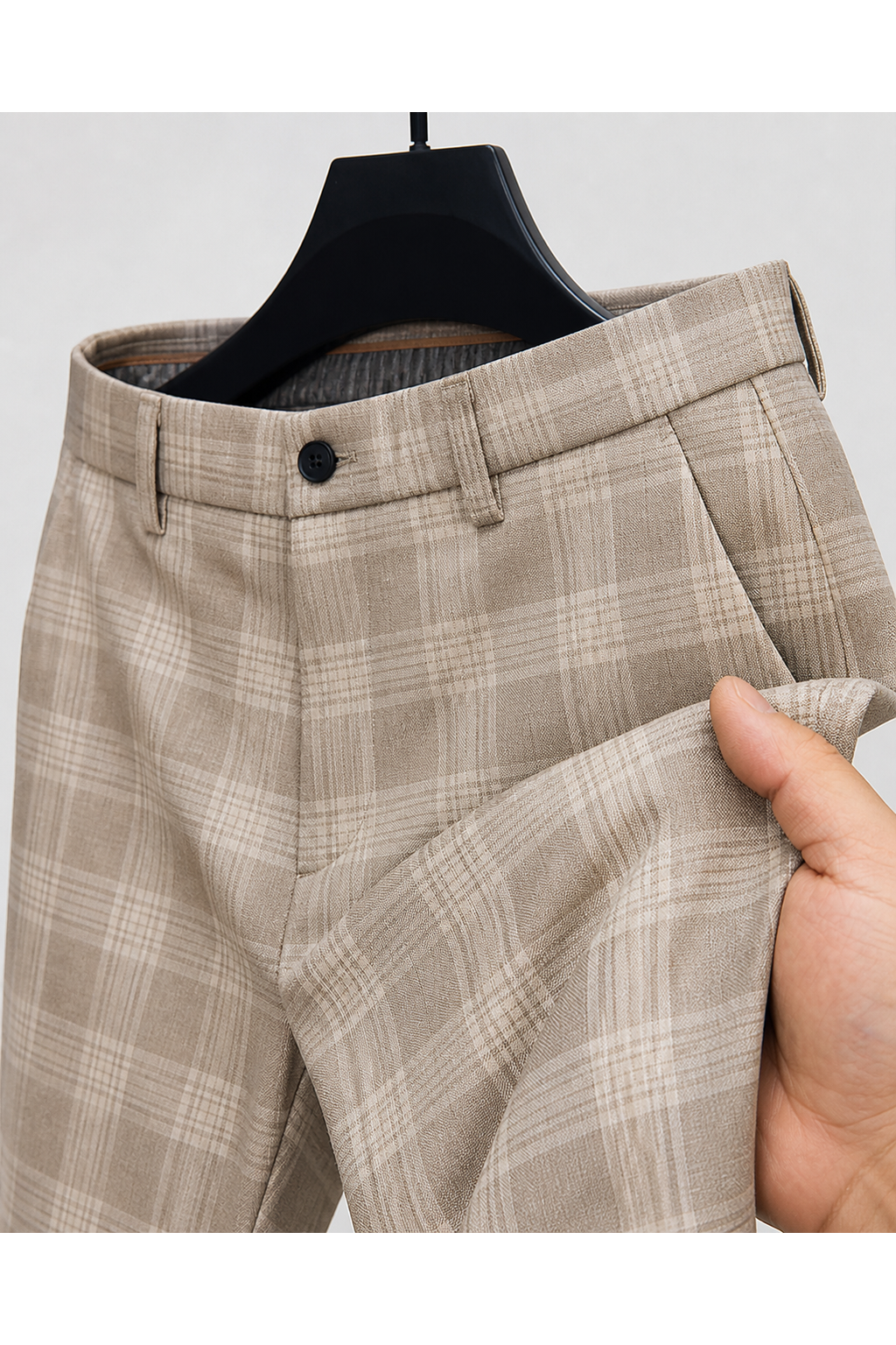 Men's Trousers Slim Fit Plaid Pattern | Glitz & Fashion