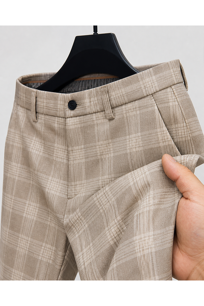 Men's Trousers Slim Fit Plaid Pattern | Glitz & Fashion