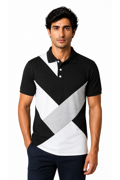 Men's Polo Shirt Colorblock Design Short Sleeves | Glitz & Fashion