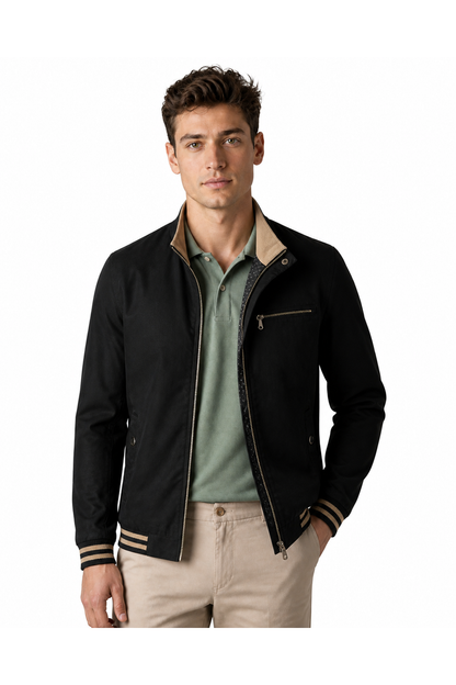 Men's Jacket Contrast Trim Classic Fit | Glitz & Fashion