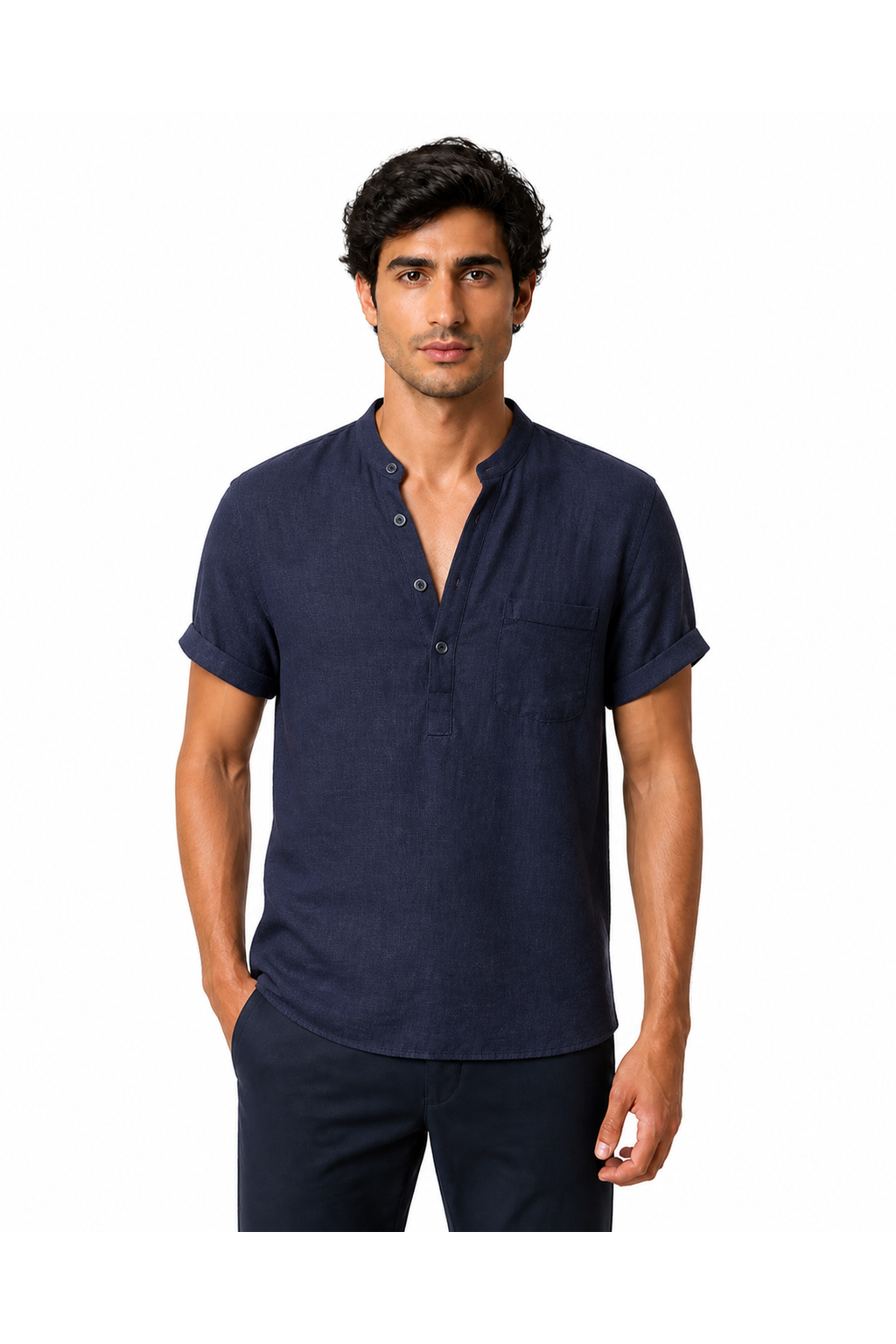 Men's V-Neck Shirt Casual Fit Linen Fabric | Glitz & Fashion