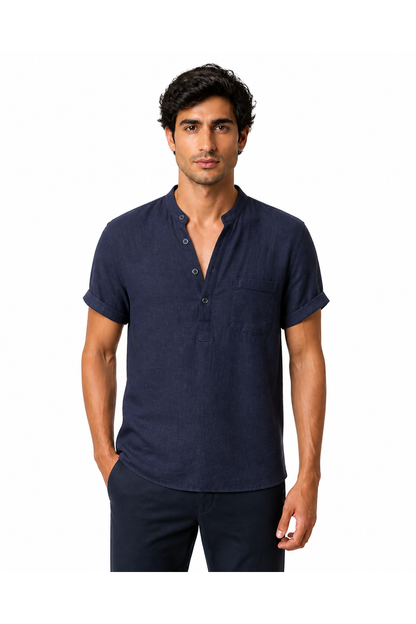 Men's V-Neck Shirt Casual Fit Linen Fabric | Glitz & Fashion