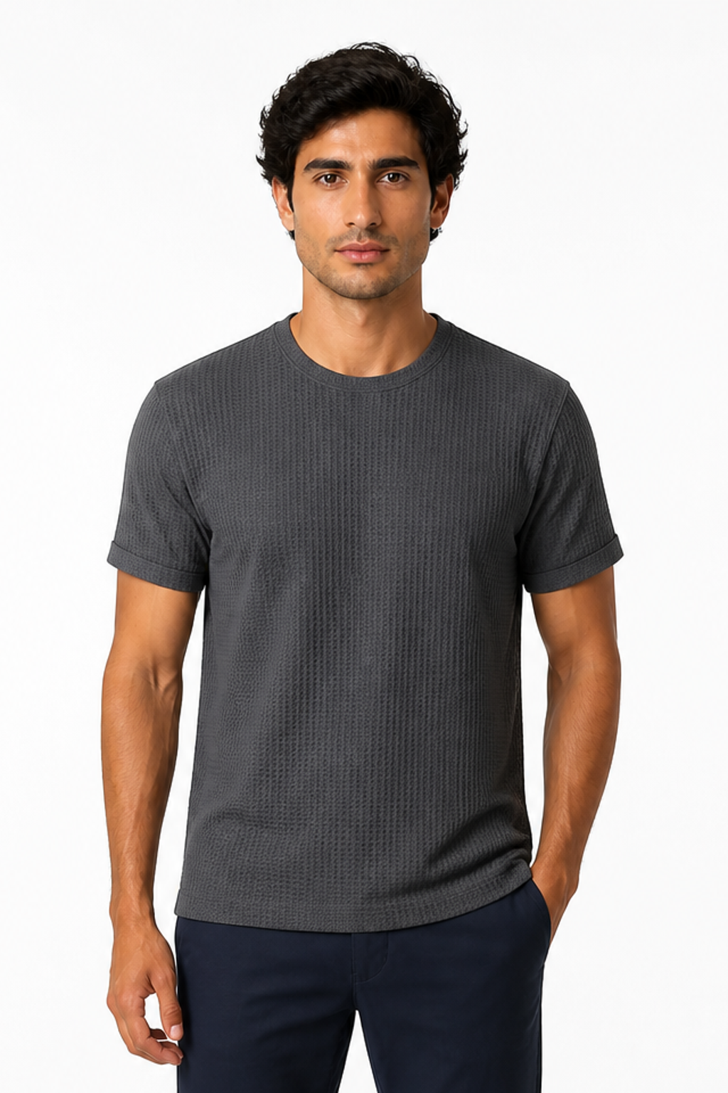 Men's T-Shirt Textured Fabric Crew Neck | Glitz & Fashion
