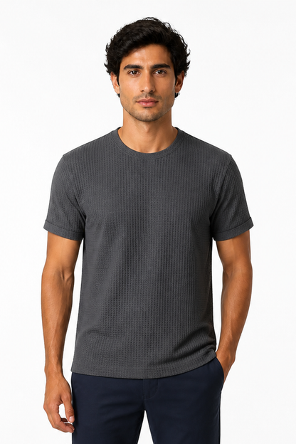 Men's T-Shirt Textured Fabric Crew Neck | Glitz & Fashion