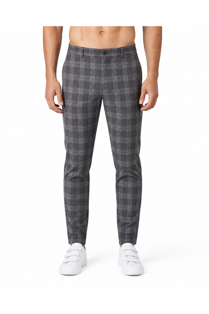 Men's Trousers Slim Fit Plaid Pattern | Glitz & Fashion