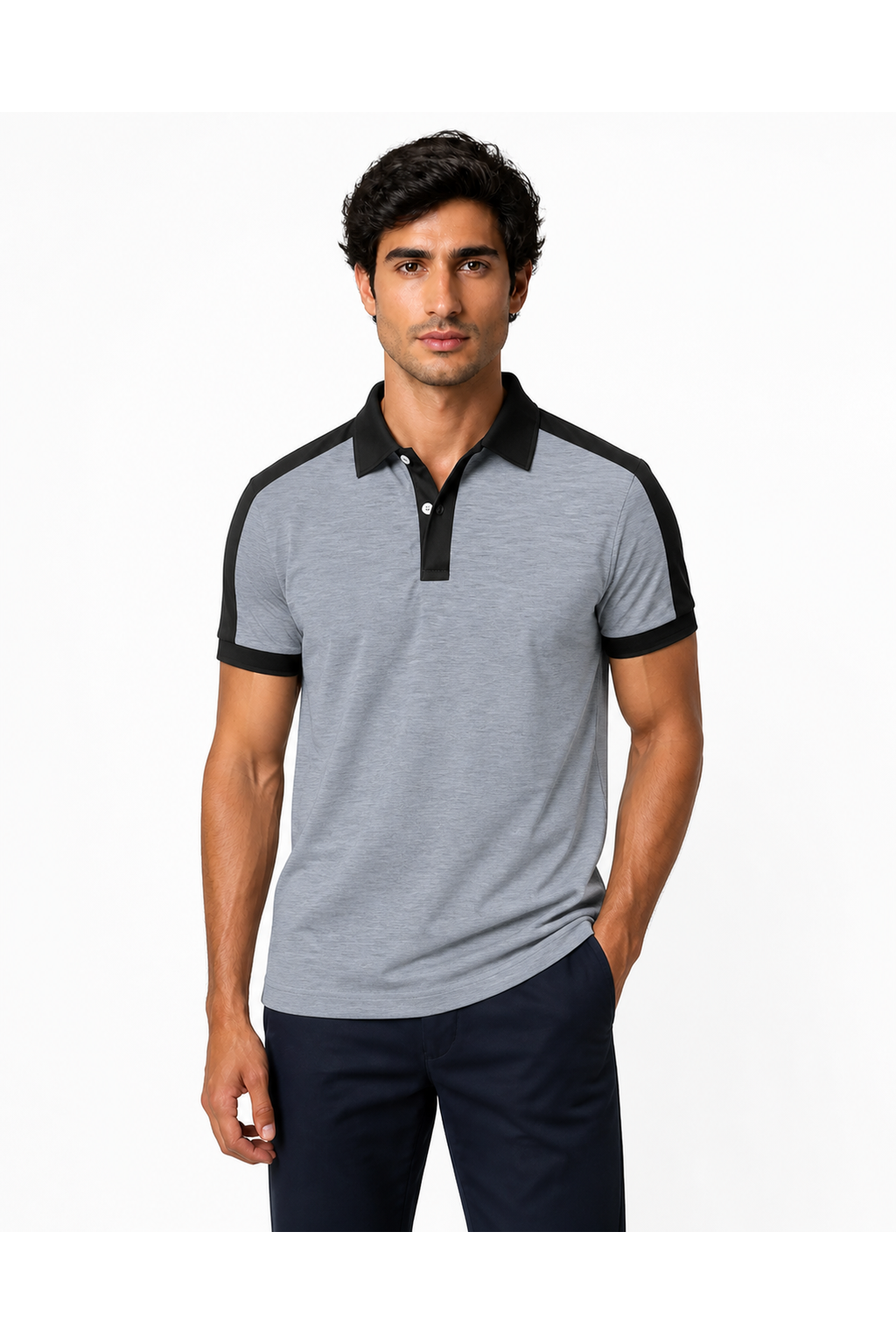 Men's Business Polo Contrast Trim Refined Fit | Glitz & Fashion