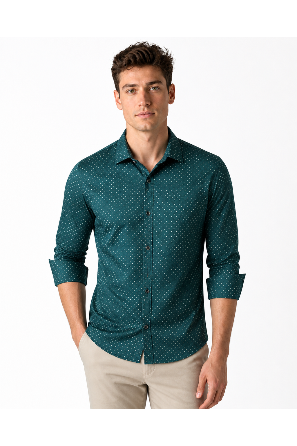 Men's Dress Shirt Polka-Dot Pattern Tailored Fit | Glitz & Fashion