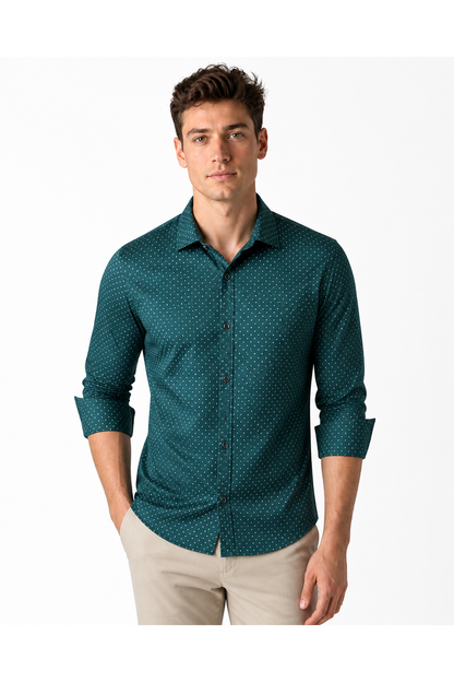 Men's Dress Shirt Polka-Dot Pattern Tailored Fit | Glitz & Fashion