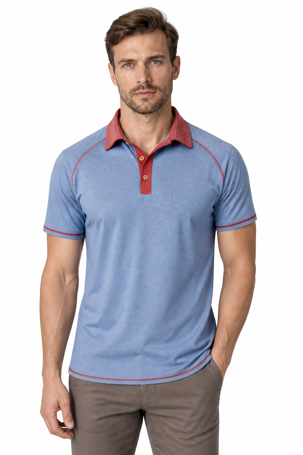 Men's Polo Shirt Contrast Stitching Short Sleeves | Glitz & Fashion