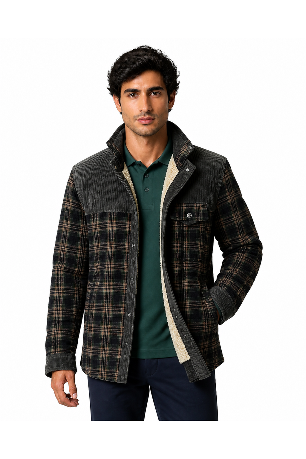 Men's Plaid Jacket Sherpa Lining Warm Finish | Glitz & Fashion