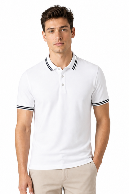 Men's Polo Shirt Contrast Trim Short Sleeves | Glitz & Fashion